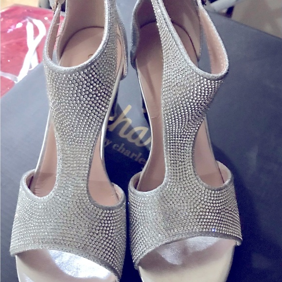 Sparkly silver rhinestone block heels - Picture 1 of 14